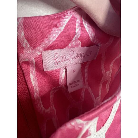 Lilly Pulitzer Girls Shift Dress Sz 6 Pink Nautical Ropes - Picture 3 of 5